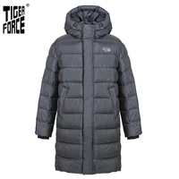 tiger force 2020 mens winter jacket with hooded dark gray long thick business casual sports thick parka men coat 70701