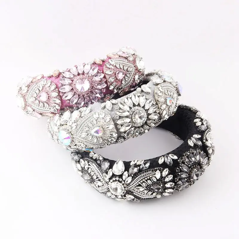 

Exquisite handmade Baroque Crystal Flower Hair Hoop Sponge Hairband Headband Wedding Party Gorgeous Headdress Accessories