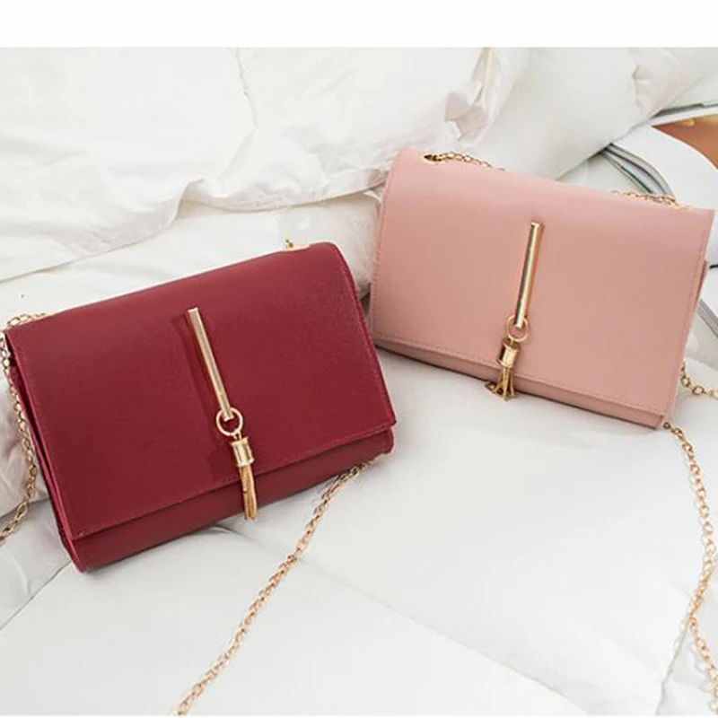 

Mini Chain Bags Single Shoulder Small Square Bag European American Simple Tassel Pendant Shopping Diagonal Cross Package