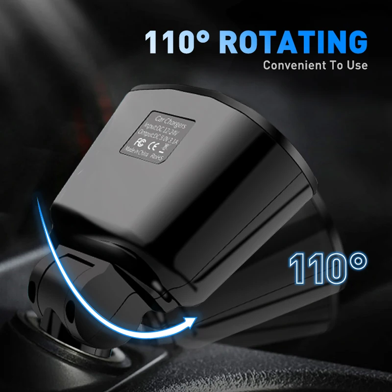 3 1a double car cigarette lighter splitter dual usb socket charger for 12v 24v car suv truck off road vehicle and minivan free global shipping