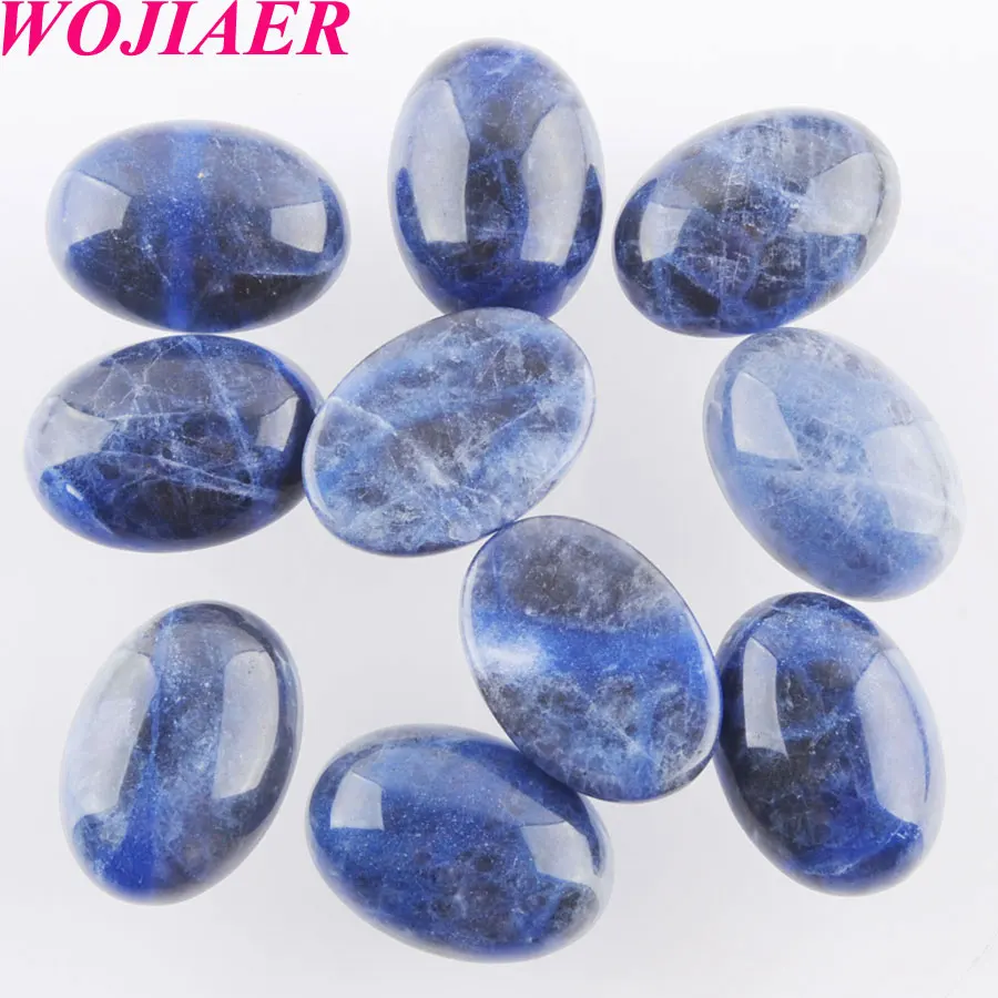 

WOJIAER Natural Blue-veins stone Gem Stones Oval Cabochon CAB No Hole 13x18x6MM For Making Jewelry 50PCS PU8042