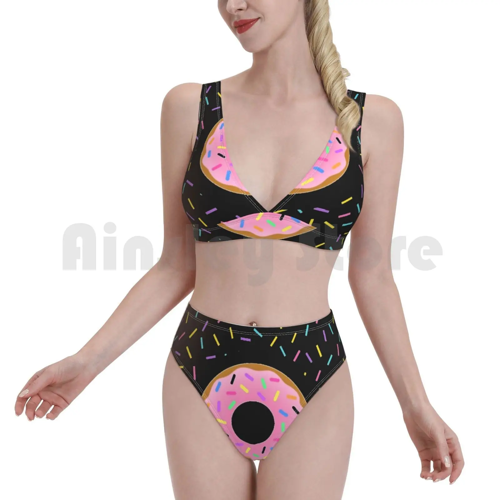 Я пончик уход купальник бикини Мягкий Высокая Талия Еда Милая декоративная