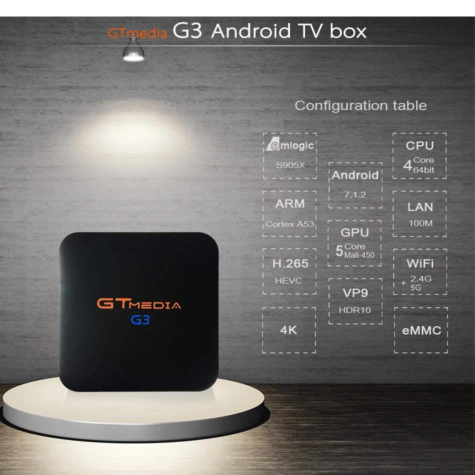 Бразилия GTMEDIA G3 Android 7,1+ IP ТВ сервер Smart tv Box медиаплеер 2 Гб 16 Гб пульт дистанционного управления 4K HD H.265 WIFI2.4G телеприставки