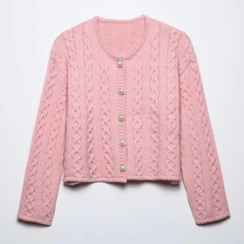 

2021 New Fashion Spring Cardigan Knitted Korean Elegant Long Sleeve Solid Sweet O-neck Casual Knitwear Outwear Clothes Tops