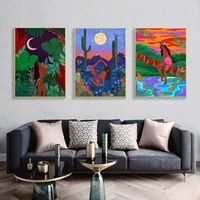 abstract fashion desert yoga nordic vintage poster jungle beauty wall art prints canvas painting decor pictures for living room