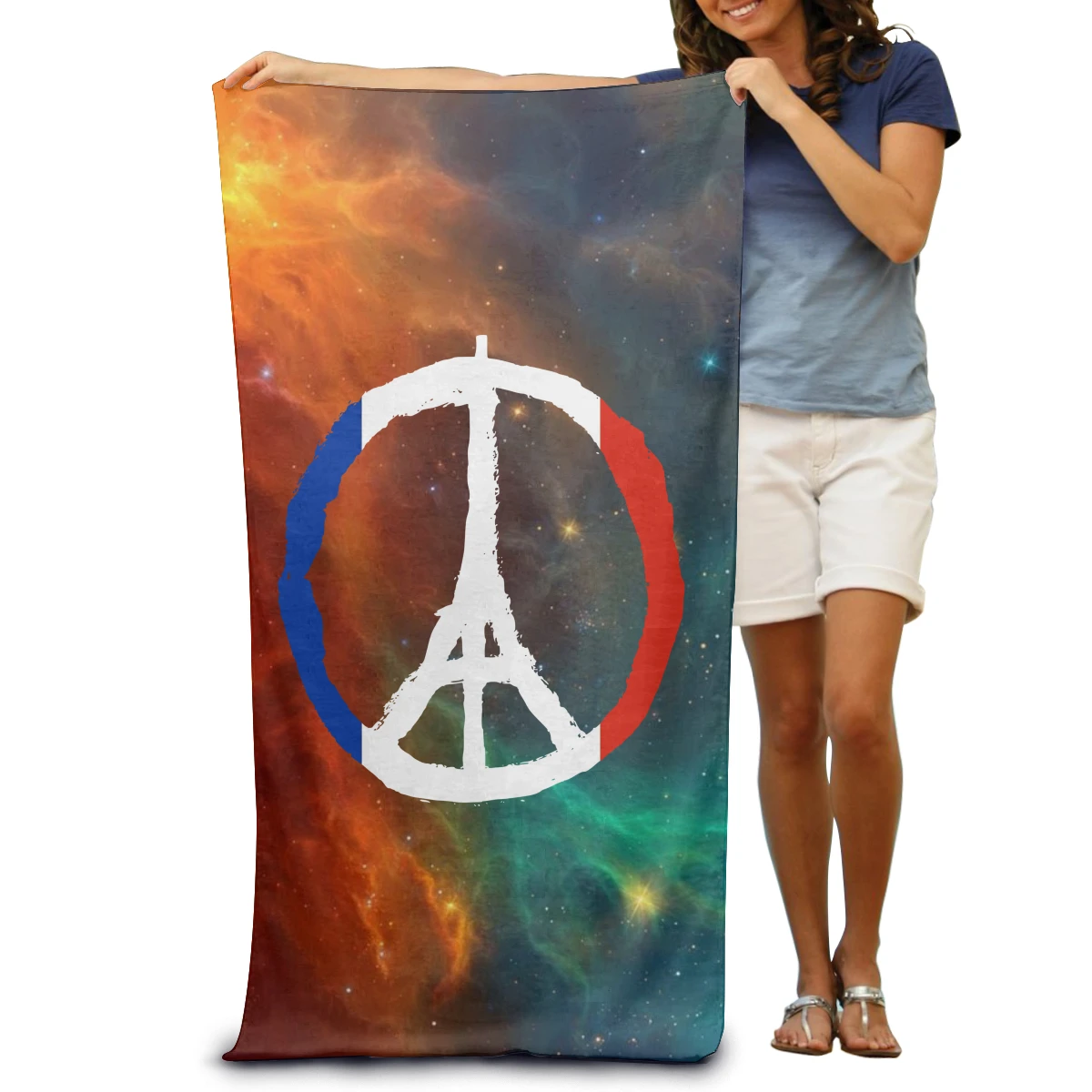 

Peace For Paris Towel Surf Beach Wetsuit Bath Watersports Activities Adults Men Women Swimming Resort Gym Sports Washcloth