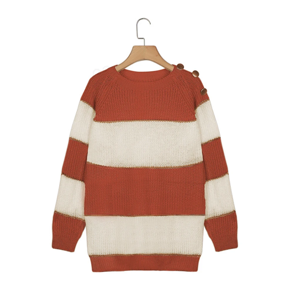 Women Long Sleeve Striped Sweater Autumn Winter Warm Knitted Pullovers and Sweaters Casual Knitwear Jumper Sueter Mujer Invierno | Женская