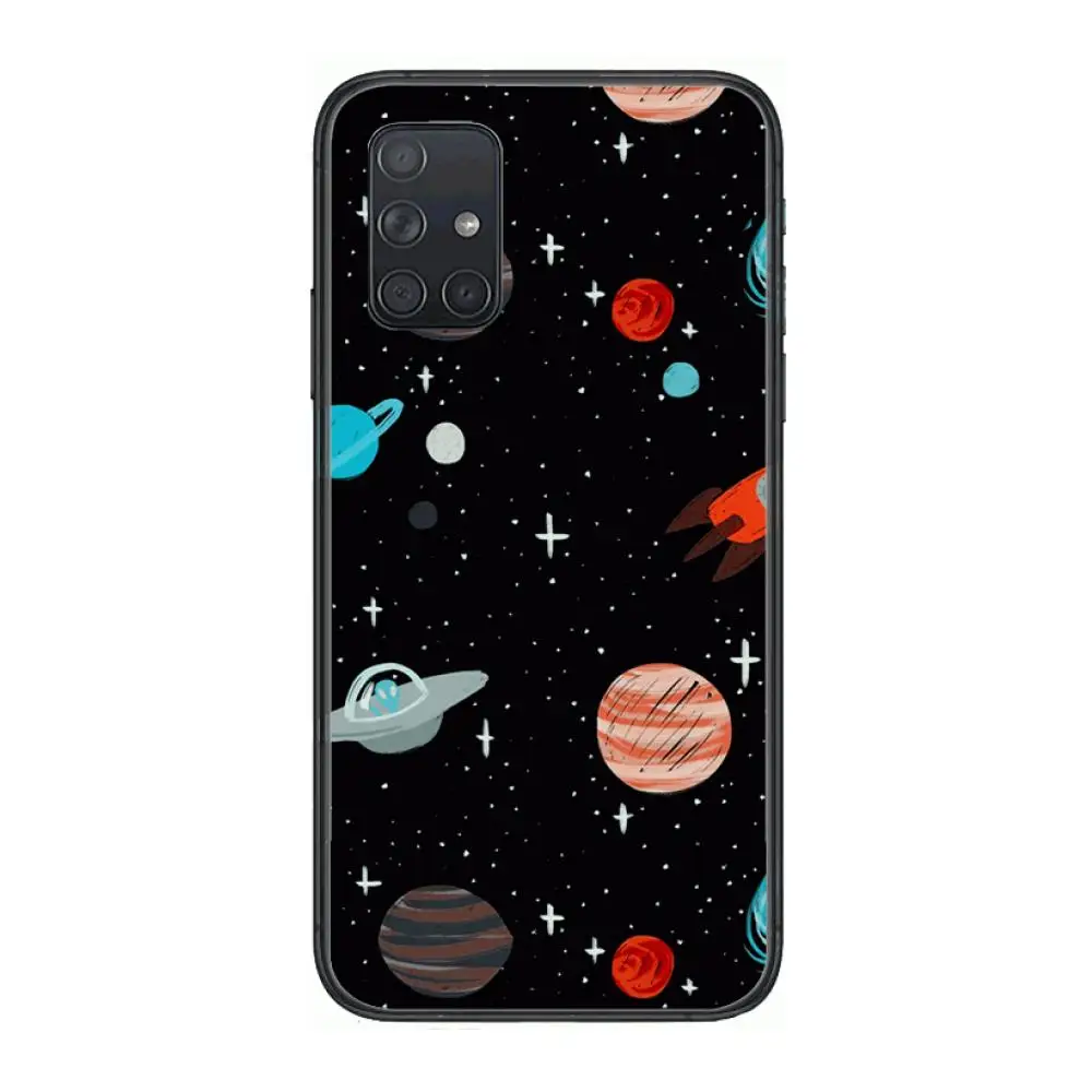 

Hand drawn starry sky Phone Case Hull For Samsung Galaxy A 50 51 20 71 70 40 30 10 E 4G 5G S Black Shell Art Cell Cover