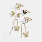 Модные романтичные женские серьги-бабочки, золотистыеСеребристые проволочные серьги с эмалью, маленькие серьги-клипсы с жемчугом