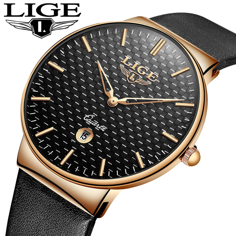 Часы наручные LIGE Мужские кварцевые Брендовые спортивные водонепроницаемые с