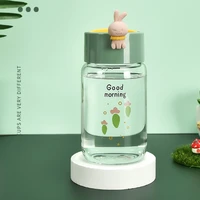ins simple and fresh glass water cup female portable cute student forest creative personality trend water bottle