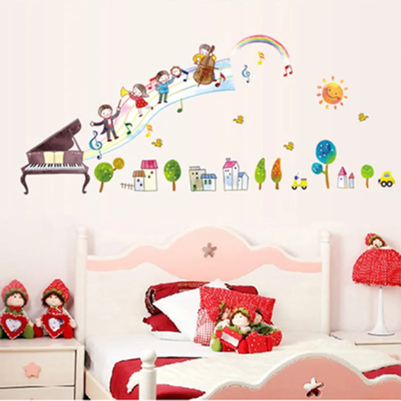 

Cartoon Music Note Wall Stickers for Kids Rooms Removable Cute Kindergarten Wall Decals for Baby