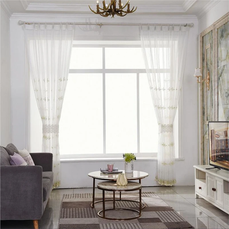 Занавеска с бабочками для гостиной занавеска вышивкой кружевная прозрачная