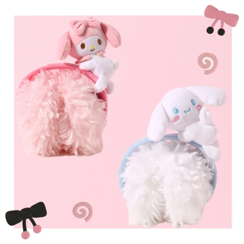 

Осенне-зимние плюшевые кавайные наушники My Melody Cinnamoroll, Мультяшные милые животные, плюшевые мягкие игрушки, уличные теплые наушники