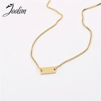 joolim jewelry pvd gold finish square luck mini pendant necklace stylish stainless steel necklace