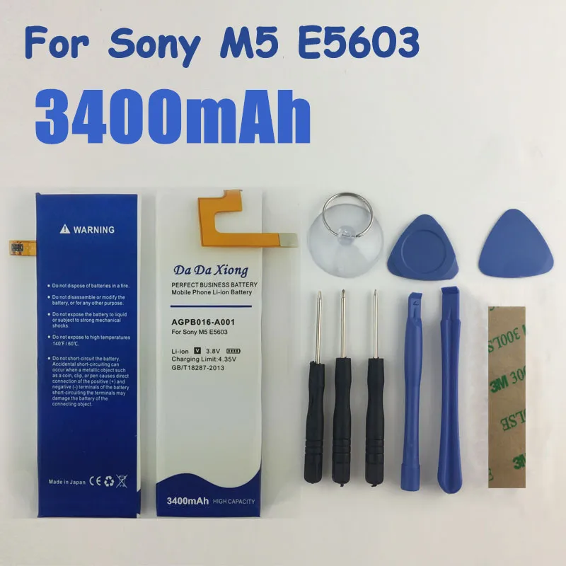 3400 мА/ч, AGPB016-A001 Батарея для sony Xperia M5 Батарея M 5 E5603 E5606 E5653 E5633 E5643 E5663 E5603 E5606