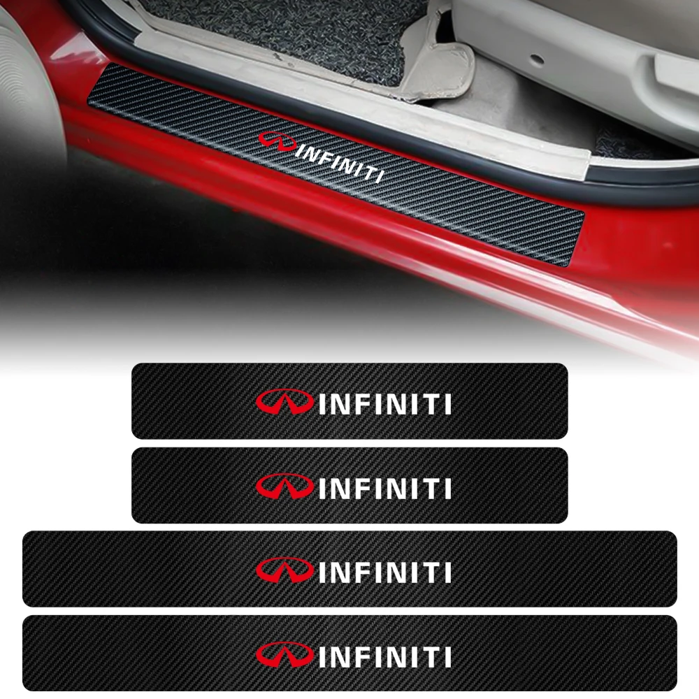 Защитные наклейки на порог автомобиля 4 шт. карбоновые волоконные для INFINITI Q30 Q50 Q60