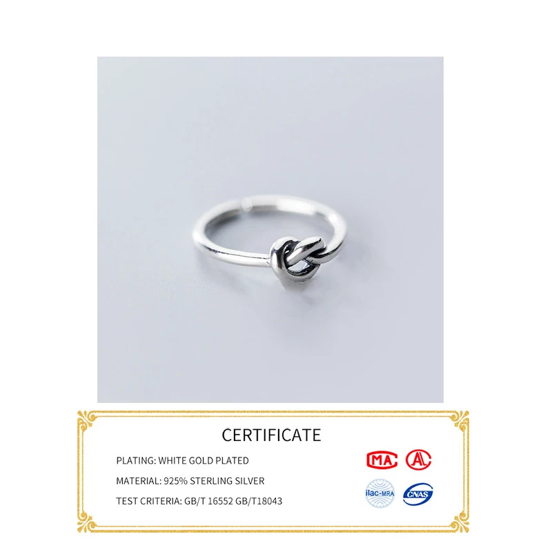 INZATT Real 925 Sterling Silver Vintage Rope Knot Opening Ring For Hot Women Party Minimalist Fine Jewelry Gift 2019 | Украшения и