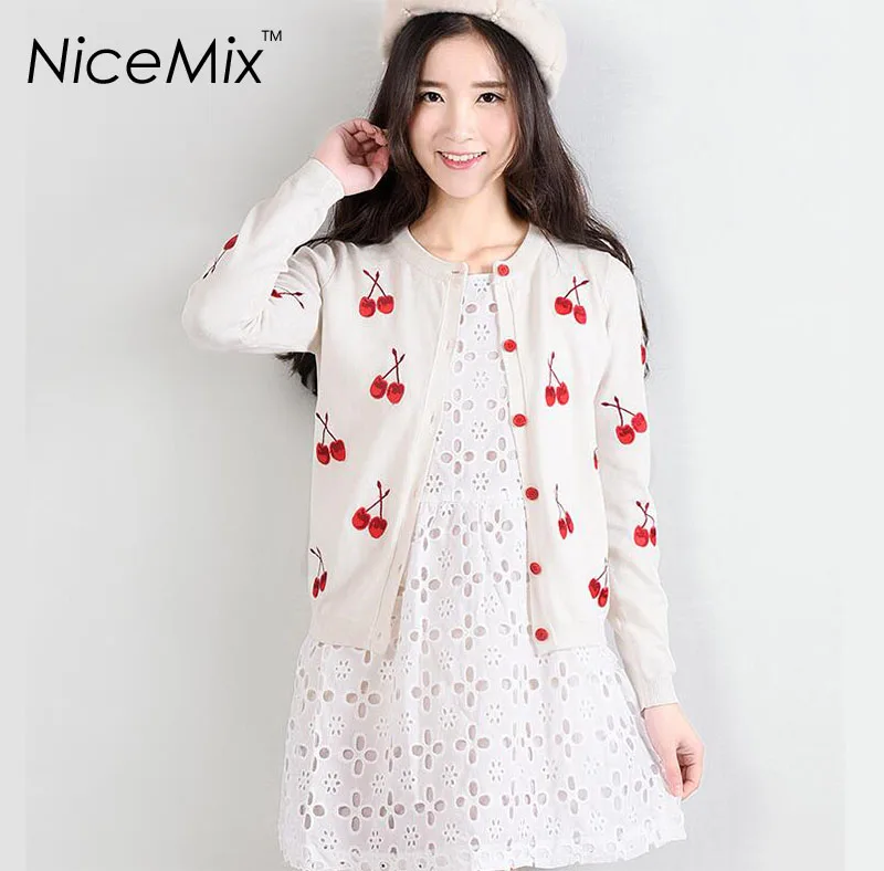 Кардиган NiceMix на весну и осень женские свитера повседневные кардиганы с вышивкой
