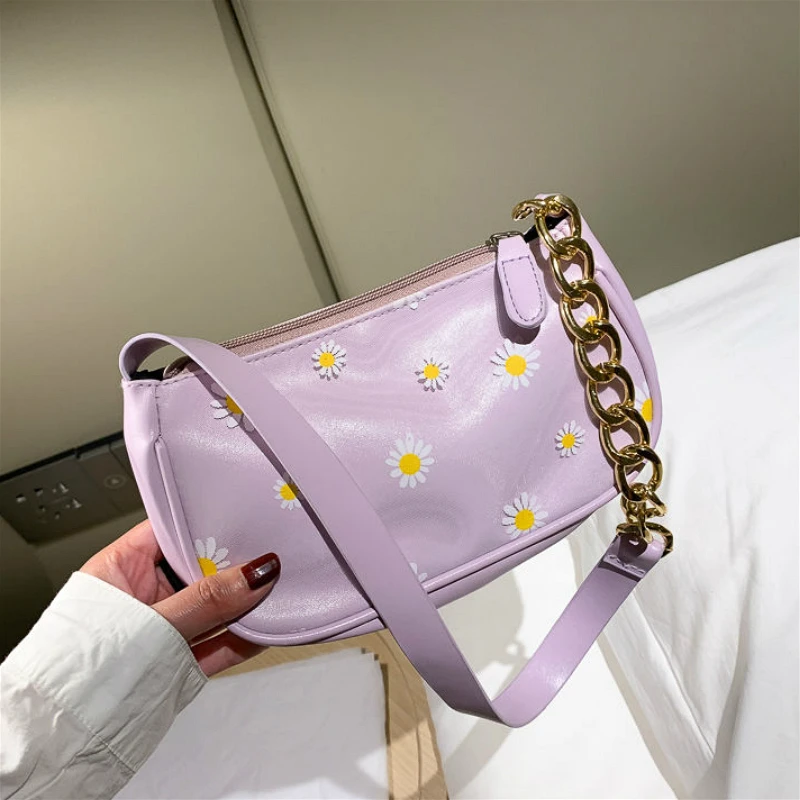 

Women Luxury Ins Underarm Handbag Travel Clutch Purse PU Leather Ladies Chain Shoulder Bags 2020 Vintage Female Baguette bag #25