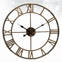 nordic roman numeral metal wall clocks retro hollow iron round art black gold large outdoor garden clock home decoration 4045cm