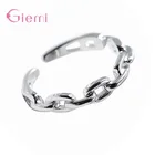 Блестящие подлинные кольца из стерлингового серебра 925 пробы с широкими звеньями, регулируемые кольца на палец для женщин, свадебные ювелирные изделия для помолвки