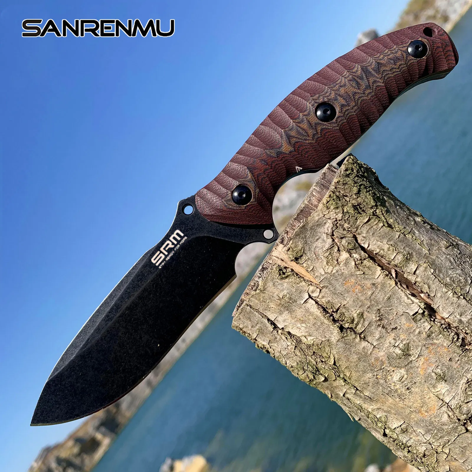 

SANRENMU SRM NEW S745 Fixed Blade Knife With K Sheath 14C28 Outdoor Camping Utility Survival Tactical Hunting Knivse EDC Tool