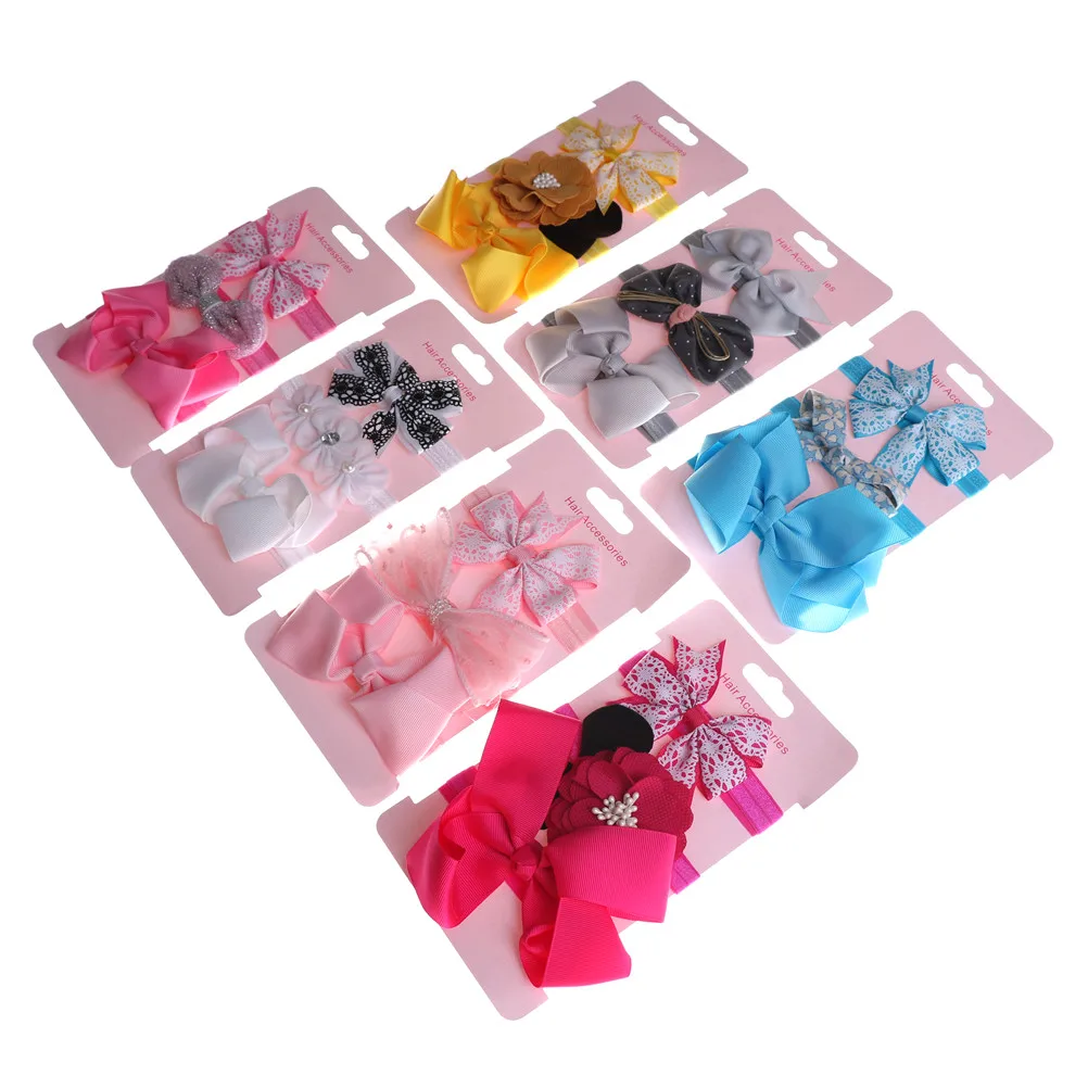 3 uds. Ni&ntilde;os ni&ntilde;a diadema el&aacute;stica Floral ni&ntilde;as lazo diadema accesorios feliz-0