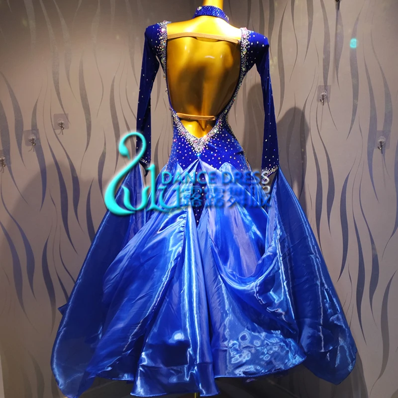 Женское платье для танго-вальса гладкое соревнований по американскому танцу 8