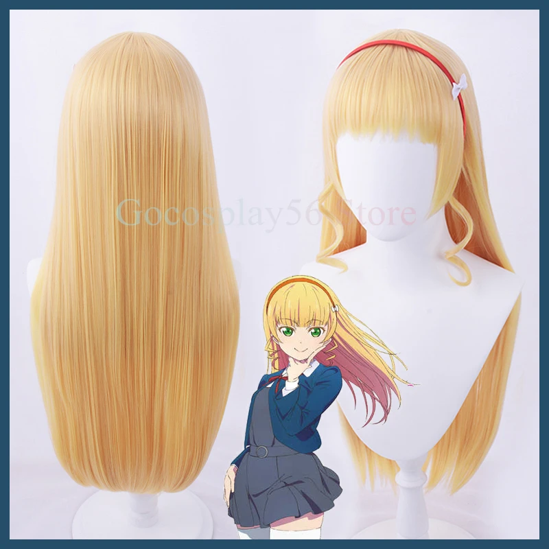 

Heanna Sumire Cosplay Wig Red Headwear LoveLive! Superstar!! Liella! Blonde Golden Long Straight Heat Resistant Synthetic Hair