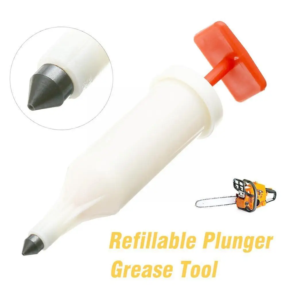 

Extends Bar & Chain Life Refillable Power Tool Accessories Grease Gun Chainsaw 21ml Plunger Refillable Type 3/4 Oz