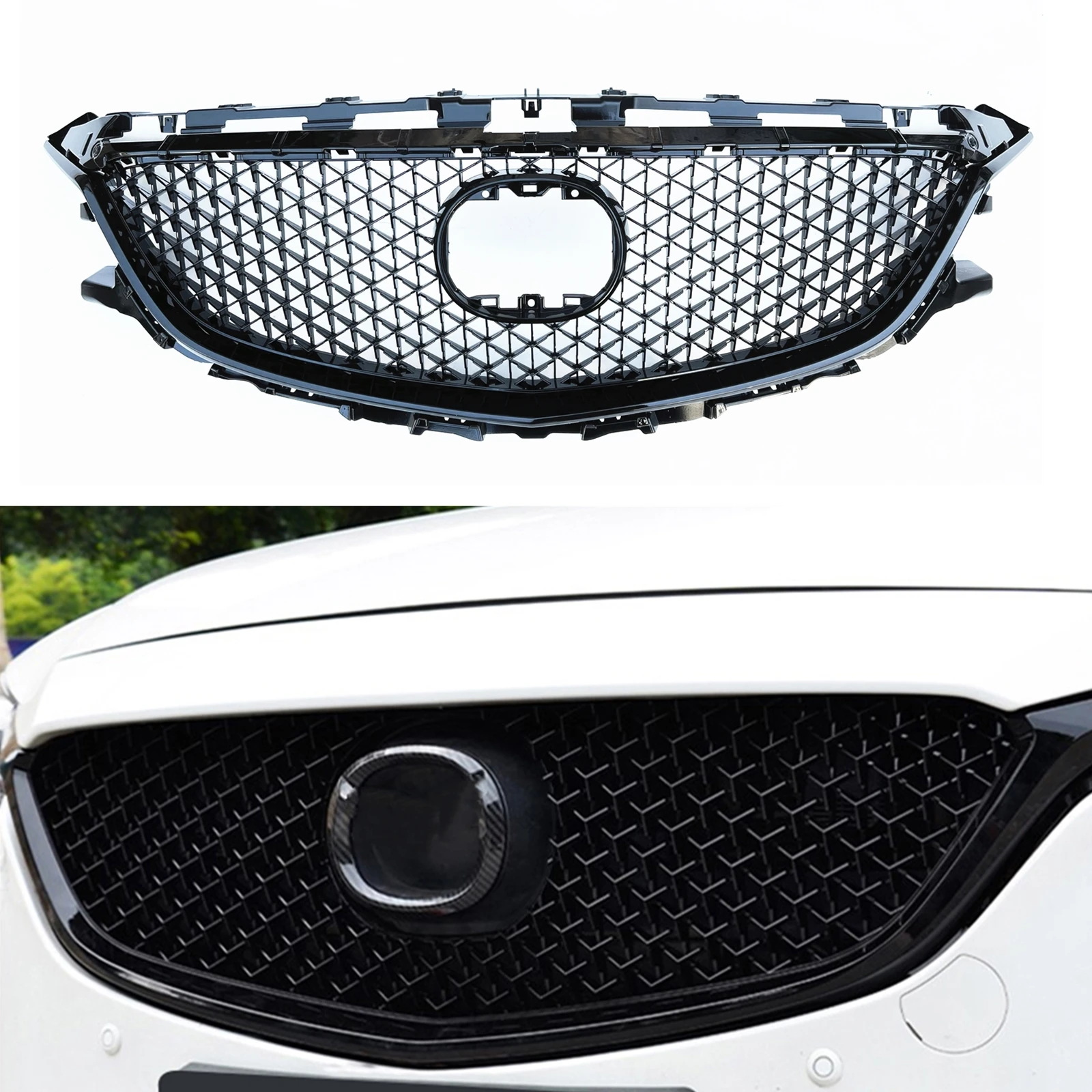 

Honeycomb Style Front Grille Grill For Mazda 3 2014-2016 Mazda3 Black Replacement Upper Bumper Hood Mesh Car Body Grating Grid