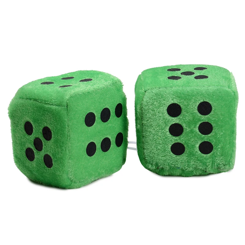 Green Одна пара пушистых игральных костей в горошек зеркало заднего вида подвесные украшения аксессуары для стайлинга автомобилей украшения аксессуары Подарки - Название цвета: Green