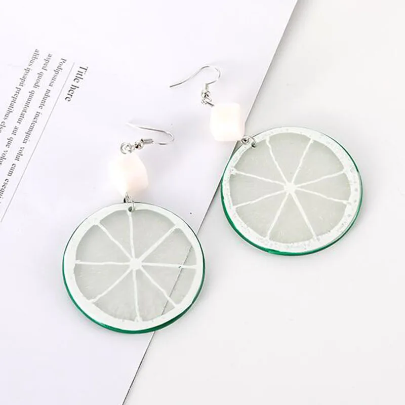 Серьги для женщин Висячие серьги лимон нарезанный апельсин гламур девушки