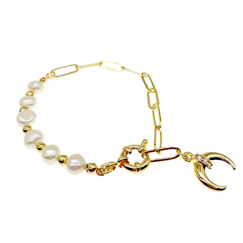 

24K Gold Filled Freshwater Cultured Pearl Twisted Cable Bangle Handmade Bracelet Jewelry for Women Popular Mature Girl