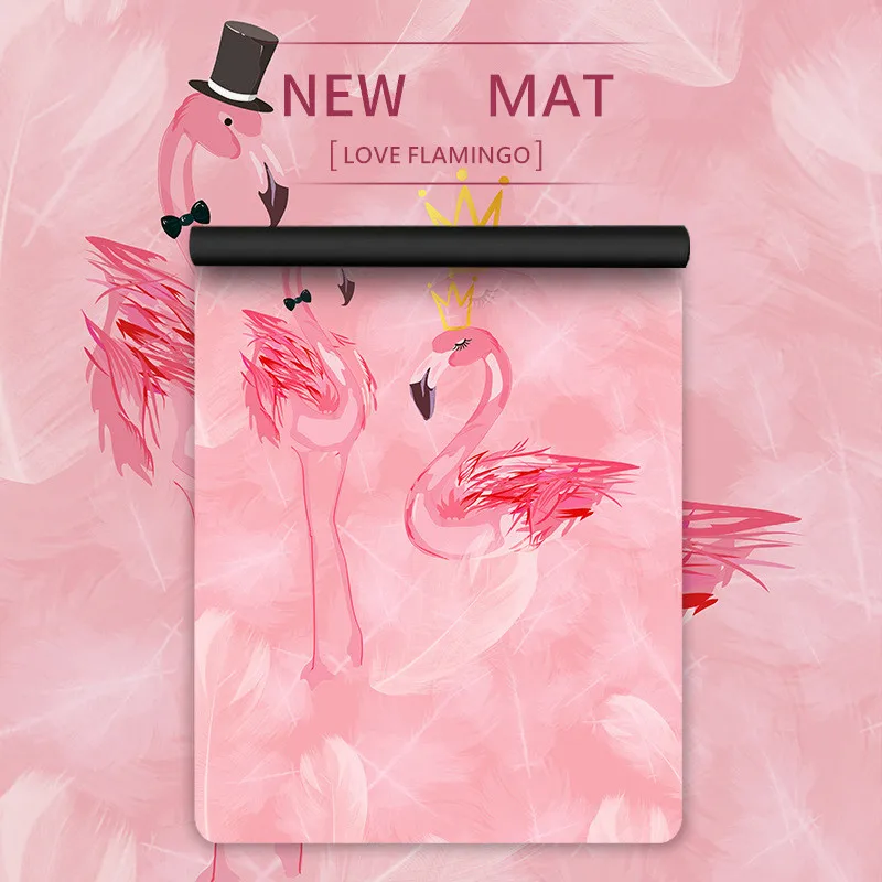 

Love Flamingo Suede Yoga Pool Mat For Women Bodybuilding Material Peanut Balloon Washable Thin and Portable Patterned Rubber