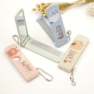 Расческа Складная с зеркальцем, для девочек, 1 шт., мини-расчески