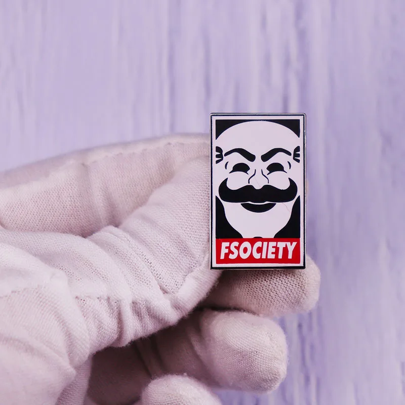 Эмалированная заколка с логотипом Mr. Робот таинственный хакер значок злодейцев E
