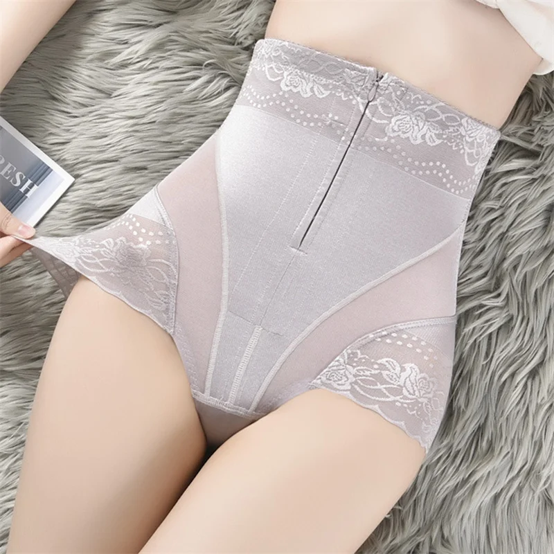 

High-waisted Abdomen Panties Female Postpartum Zipper-breasted Hip-lifting Breathable Waist Thin Waist Shaping Body Pants
