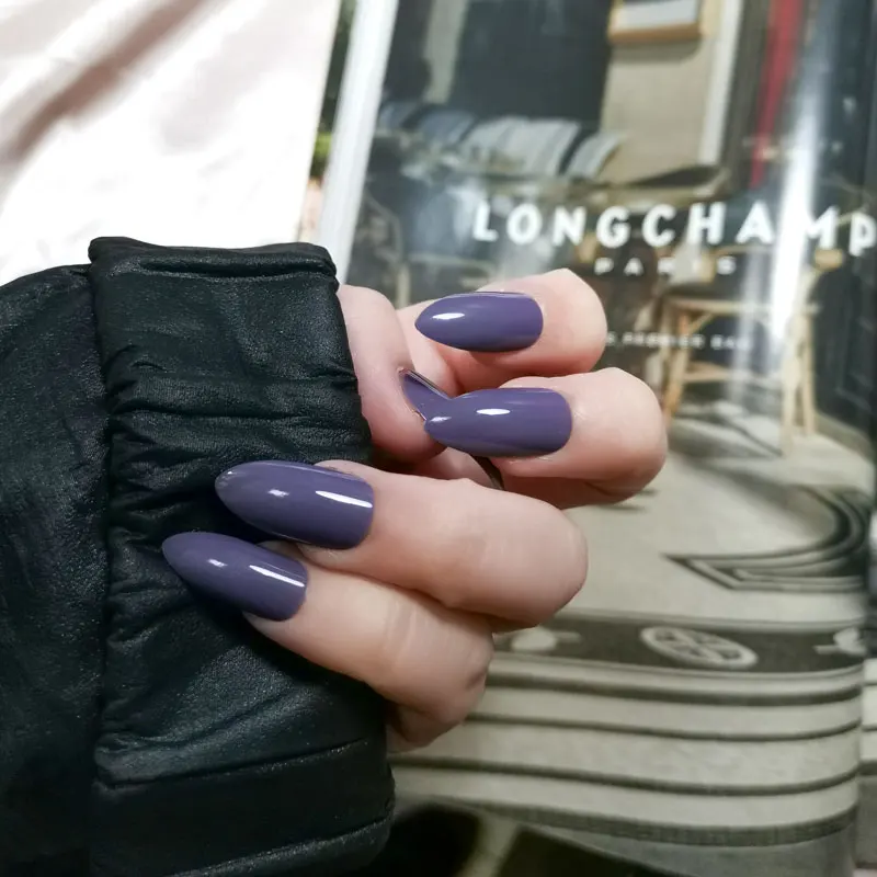 Европейский туман фиолетовый серый накладные ногти средней длины полное