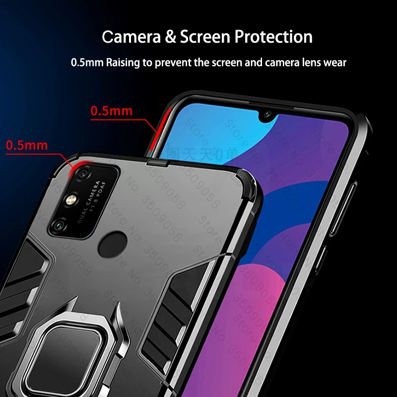 Чехол для Honor 9 A с кольцом держателем армированный бампер задняя крышка Huawei 9A MOA LX9H