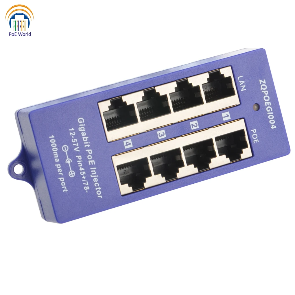 Passive Gigabit PoE Injector ModeB Pin45+/78- 4 Port 1000Mbps Patch Panel 802.3af for MikroTik IP Camera WiFi AP | Безопасность и