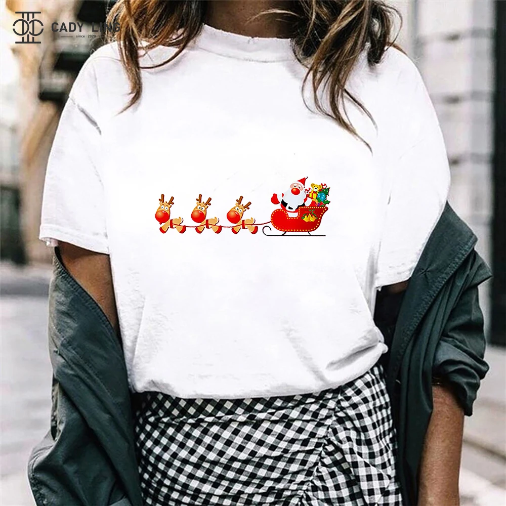 

Женская футболка с коротким рукавом, с рождественским принтом