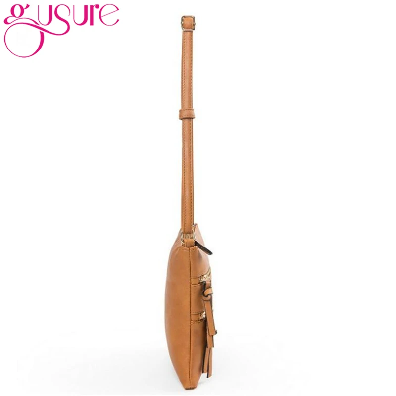 Повседневные однотонные женские сумки-мессенджеры Gusure на ремне маленький