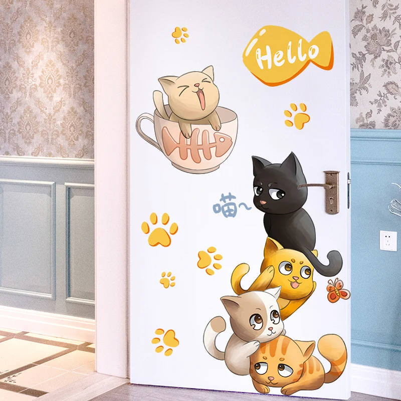 

Girl Room Lovely Cats Wall Stickers Kids Bedroom Decor Nursery Mural Home Living Room Decor Wallstickers Decals for Furniture
