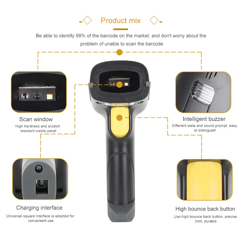 Сканер штрих-кода HSTEM 1D 2D Портативный 2 4G Bluetooth беспроводной USB проводной
