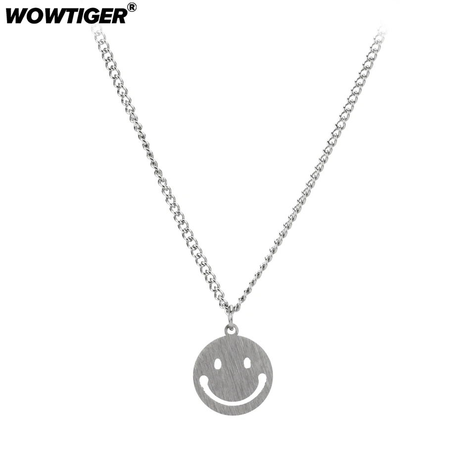 Ожерелье WOWTIGER из нержавеющей стали кулон со смайликом ожерелье 50 см для мужчин и