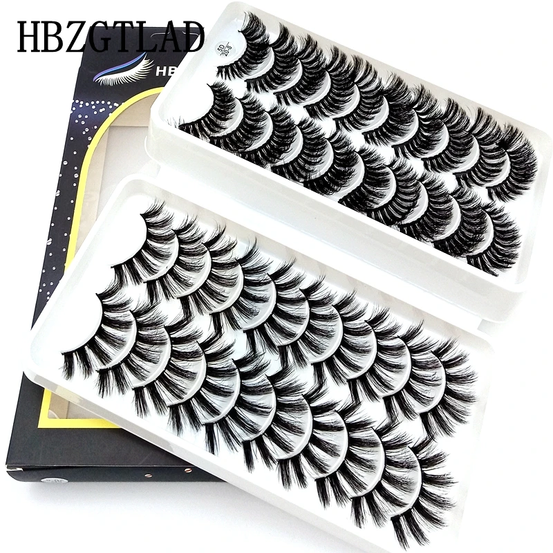 HBZGTLAD 5/20 пар 3D 100% накладные ресницы из норки натуральные/толстые длинные Wispy