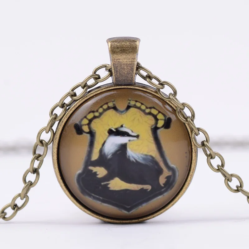 Гарри модное ожерелье Hufflepuff школьный герб стакан драгоценных камней кулон ожерелье благородные Простые Ювелирные изделия милые праздничные подарки