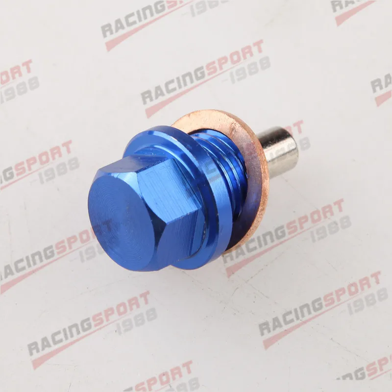

New M14x1.5" Engine Magnetic Oil Pan Drain Plug Boly Kit With Crush Washer Blue